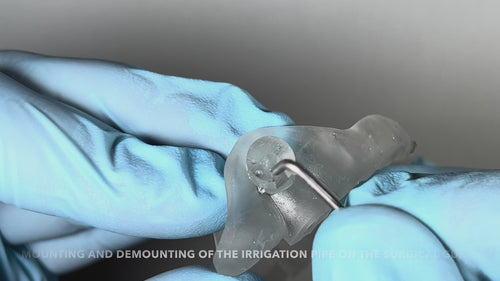 CoolGUIDE surgical guide showing internal irrigation cooling during guided dental implant placement